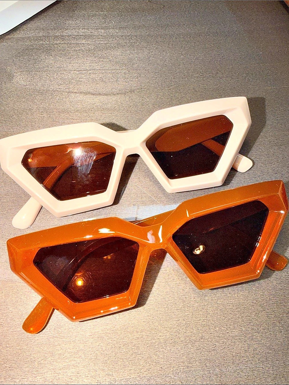 Geometric Sunglasses in Brown & Beige
